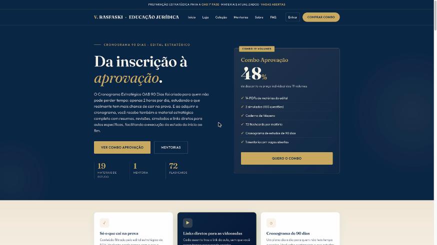 Página inicial da Vanessa Rasfaski Educação Jurídica